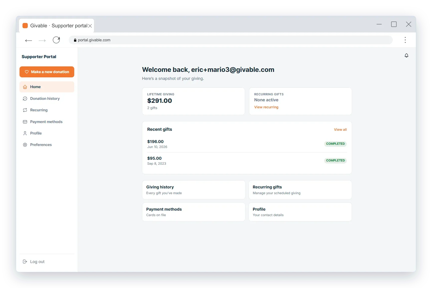 Donor portal